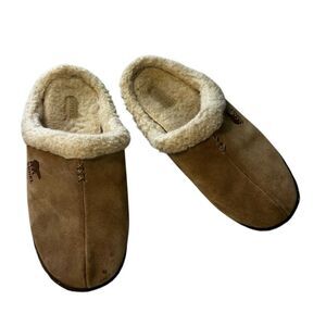 Sorel Nakiska Women’s Sherpa lined suede Slide Slippers size 10